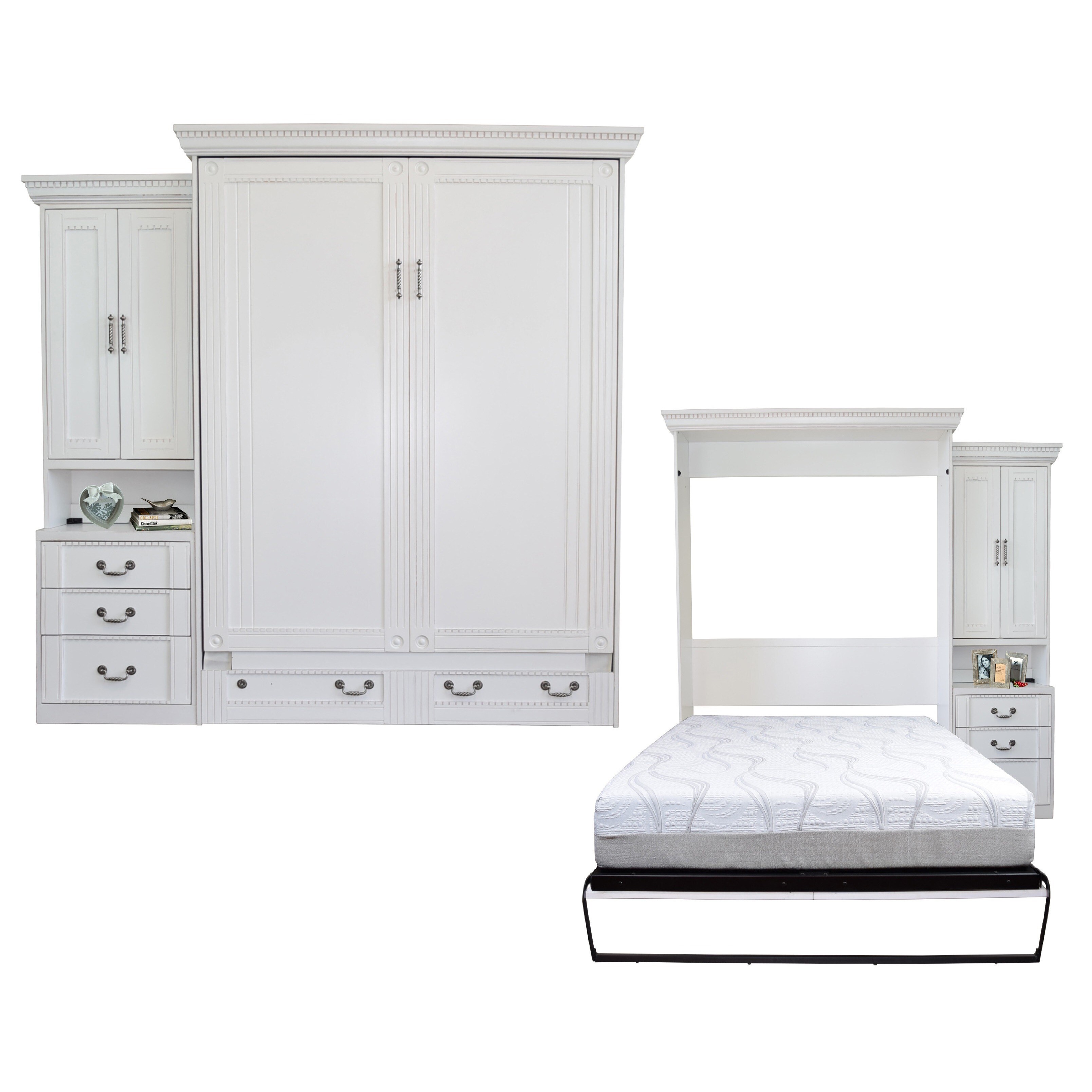 Shop Empire Antique White Queen Size Murphy Bed And Pier Cabinet