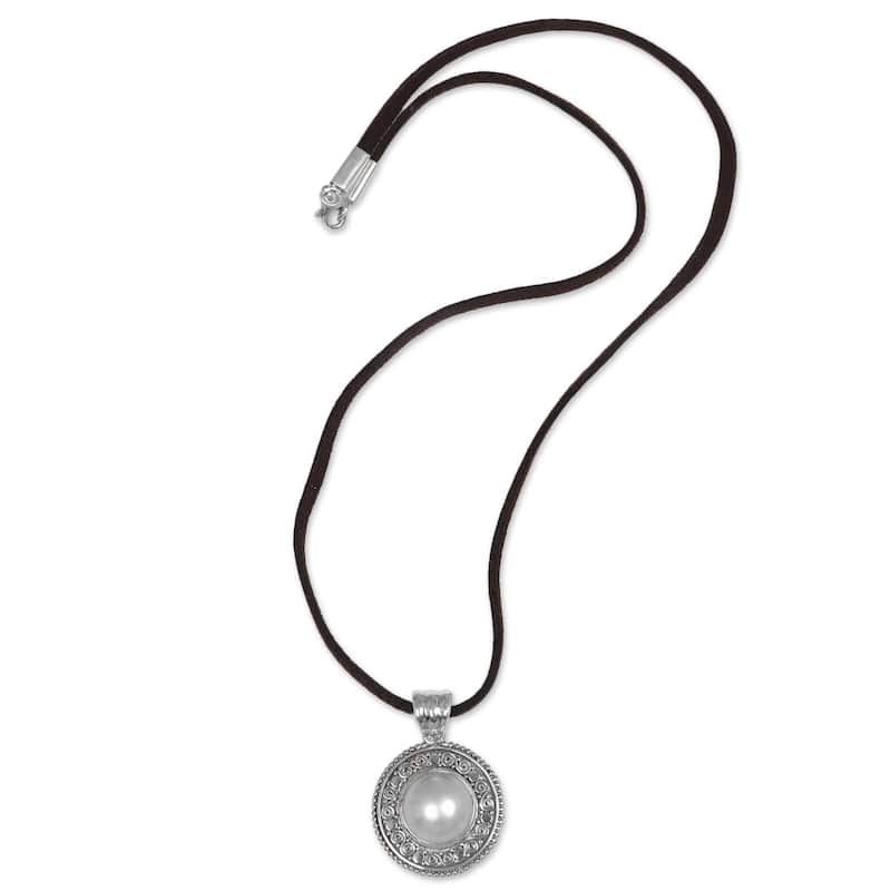 NOVICA Handmade Sterling Silver White Orb Cultured Pearl Necklace (Indonesia)