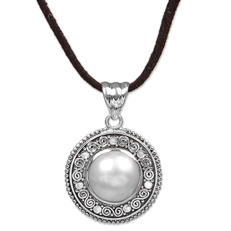 NOVICA Handmade Sterling Silver White Orb Cultured Pearl Necklace (Indonesia) - 18.5 Inch - 11-12 MM - White