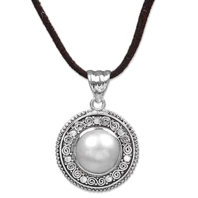 NOVICA Handmade Sterling Silver White Orb Cultured Pearl Necklace (Indonesia)