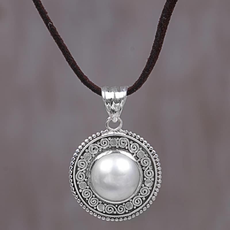 NOVICA Handmade Sterling Silver White Orb Cultured Pearl Necklace (Indonesia)