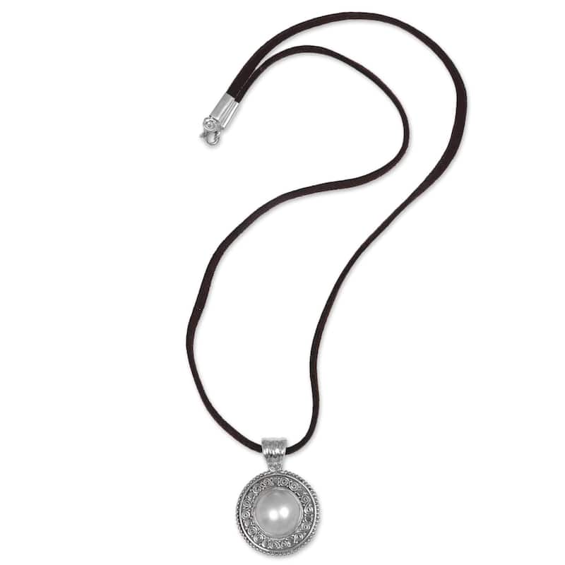 NOVICA Handmade Sterling Silver White Orb Cultured Pearl Necklace (Indonesia)