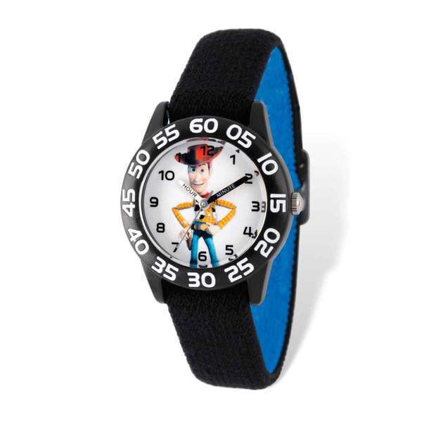 Disney Toy Story Woody Acrylic Black Stretch Band Time Teacher Watch