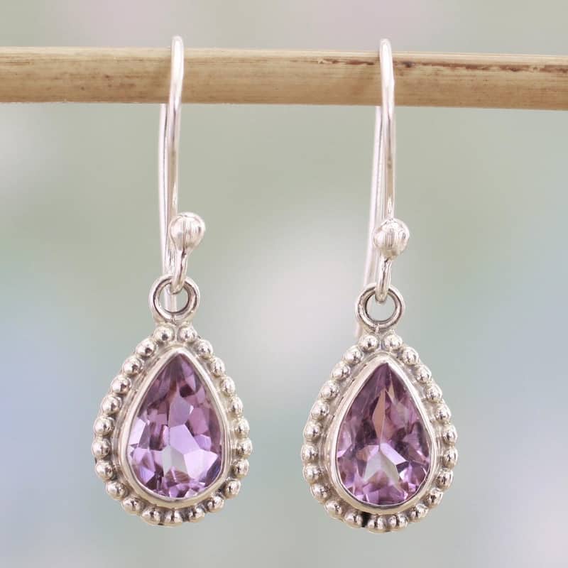 Sterling Silver 'Radiant Lilac' Amethyst Earrings