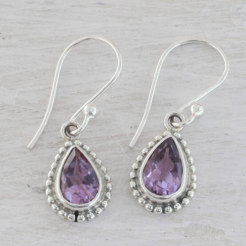 Sterling Silver 'Radiant Lilac' Amethyst Earrings