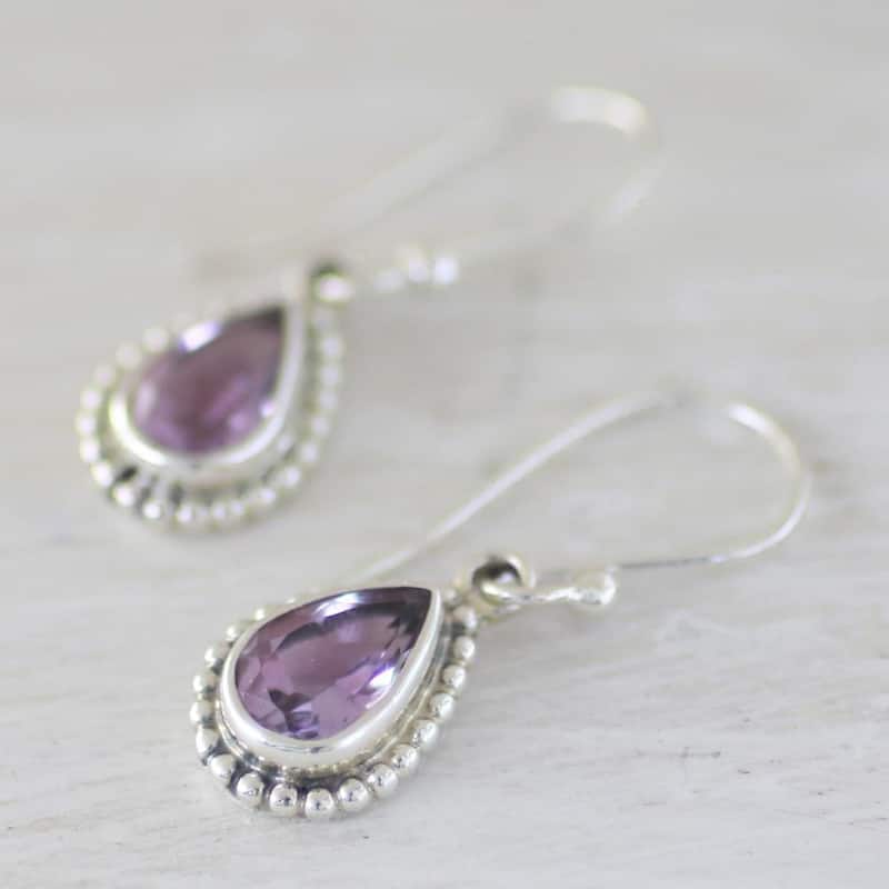 Sterling Silver 'Radiant Lilac' Amethyst Earrings