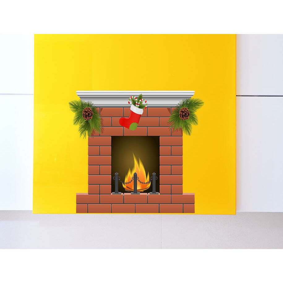 Shop Christmas Fireplace Full Color Decal Fireplace Full Color Sticker Colored Sticker Decal Size 33x39 Overstock 13860634