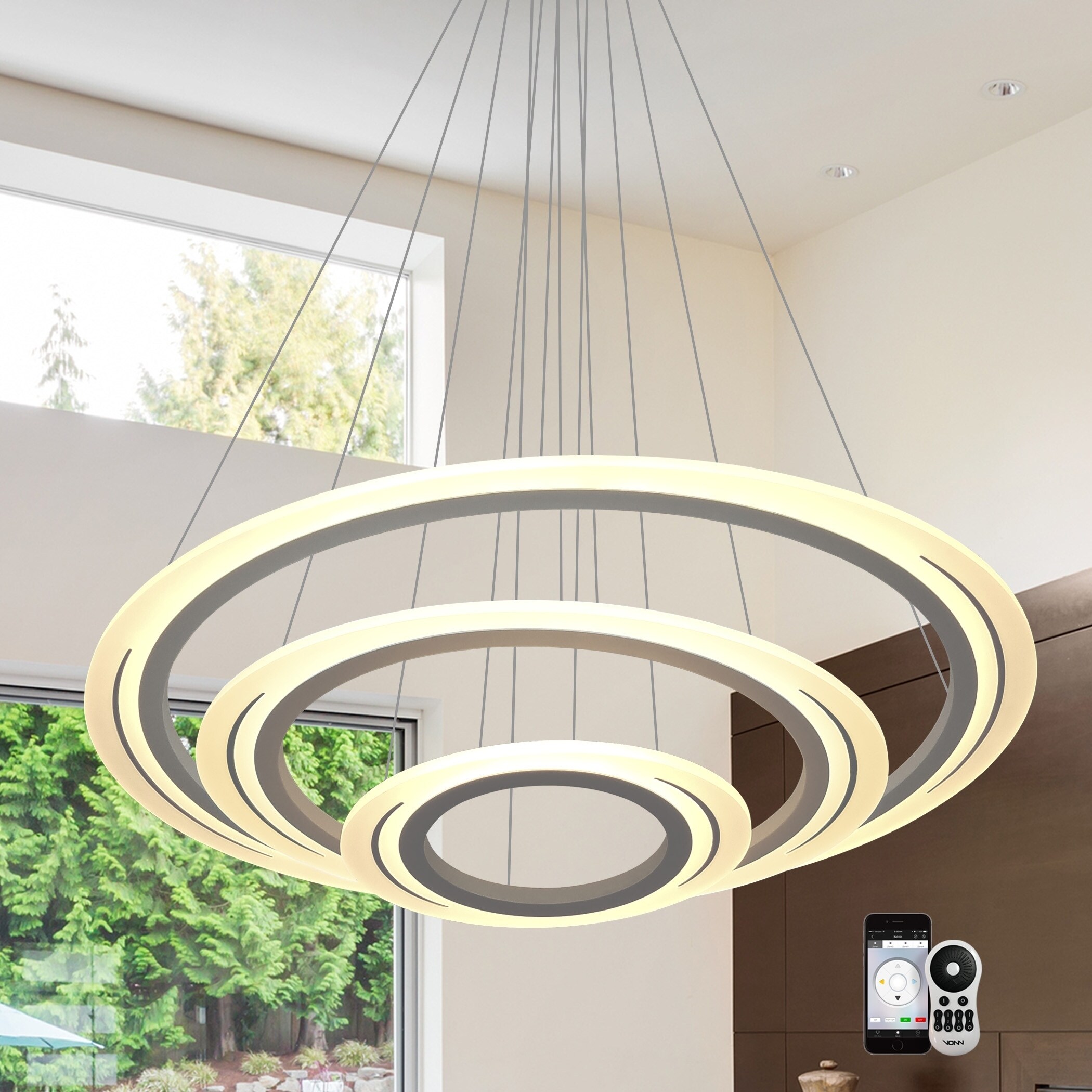 VONN Lighting VHC36630AL Thebe 40-inch WiFi-Enabled Tunable-White LED Chandelier, VISION Series - N/A (Dimmable/Energy Efficient/Sloped Ceiling - Chandeliers For Bedrooms by Overstock.com