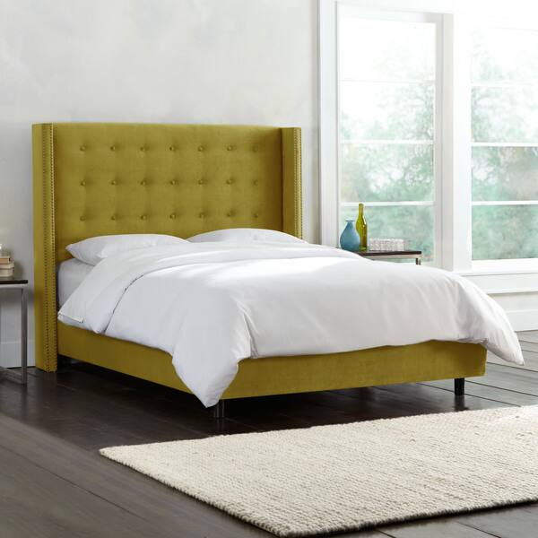 Green Skyline Furniture Tufted Wingback Bed in Velvet Overstock