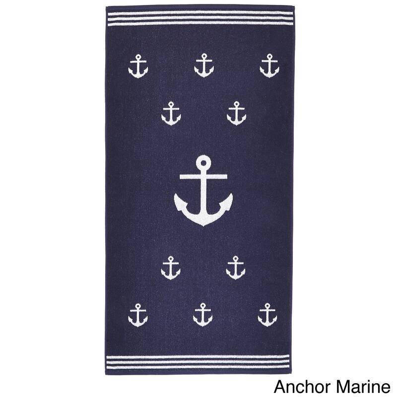 Jacquard Woven Turkish Terry Cotton Beach Towel - Multiple Patterns Available