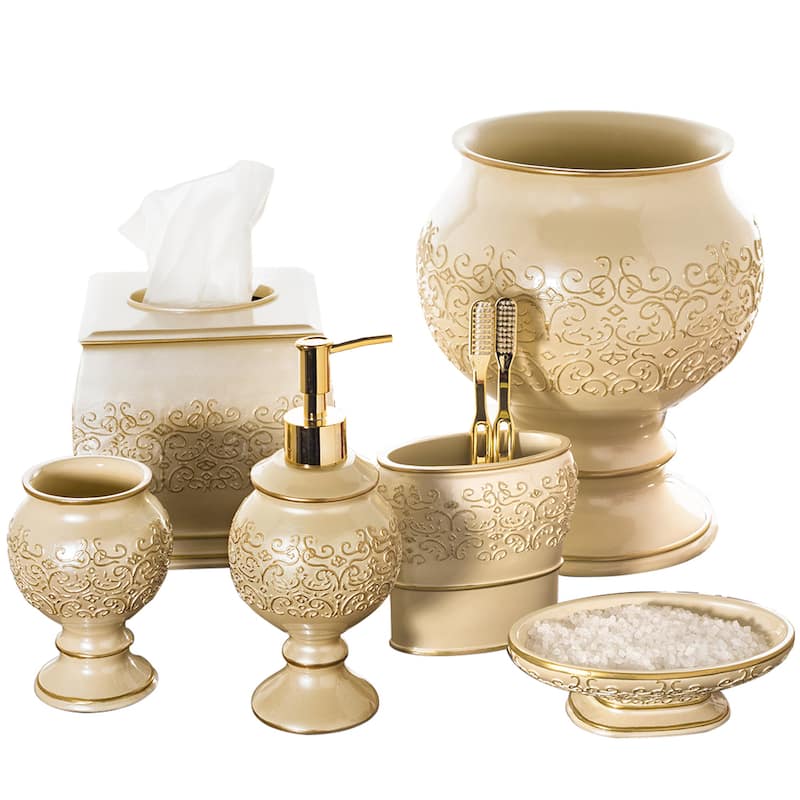 Creative Scents Shannon 6-piece Bath Accessory Set - Beige