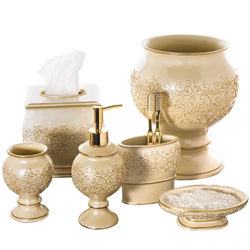 Creative Scents Shannon 6-piece Bath Accessory Set - Beige