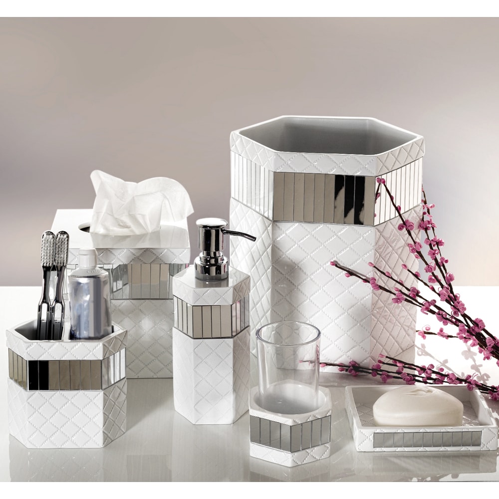 Creative Scents Silver Mosaic 6 Piece Bathroom Accessories Set