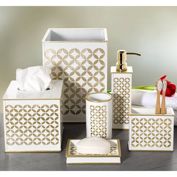 Creative Scents Silver Mosaic 6 Piece Bathroom Accessories Set