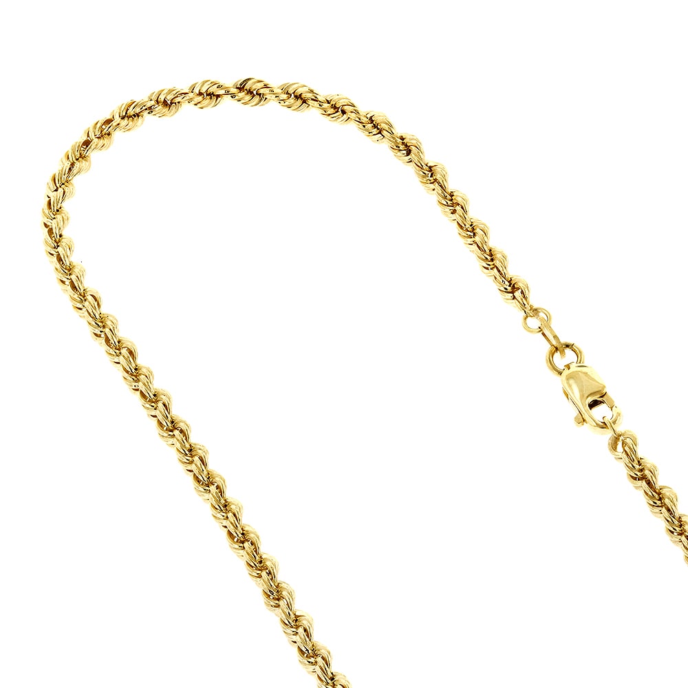 IcedTime 10K 16 inch long Yellow Gold 2.0mm wide Diamond Cut Hollow Sparkle Rope Chain with Lobster Clasp IcedTime 10K 16 inch long Yellow Gold 2.0mm wide Diamond Cut Hollow Sparkle Rope Chain with Lobster Clasp