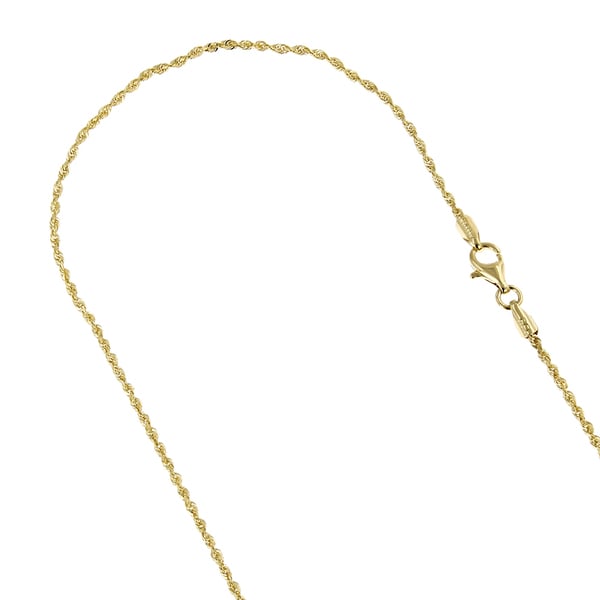 1.9mm 10k Gold Solid Diamond-Cut Rope Chain Necklace with Lobster Clasp