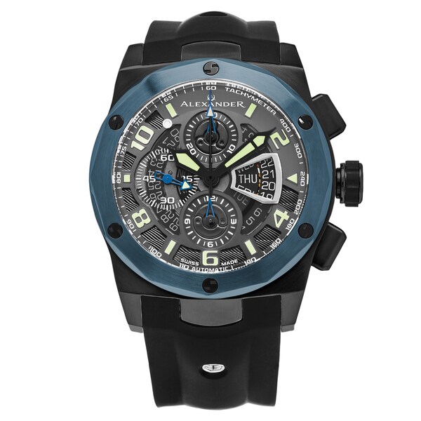 Alex watches. Dibur часы. 4505.3.422 Black-Blue, SS, Black Silicon.