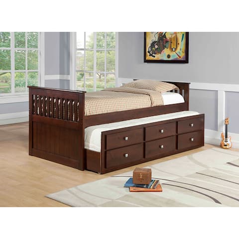 Donco Kids Twin Mission Captains Trundle Bed with Storage in Dark Cappuccino