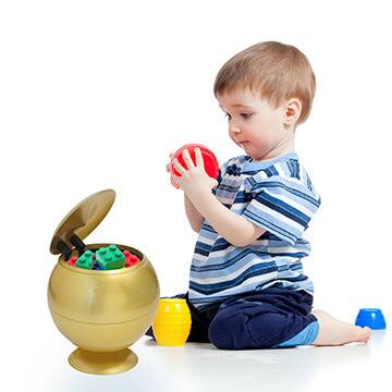 100% Touchless Round Motion Sensor Toy Box in Gold