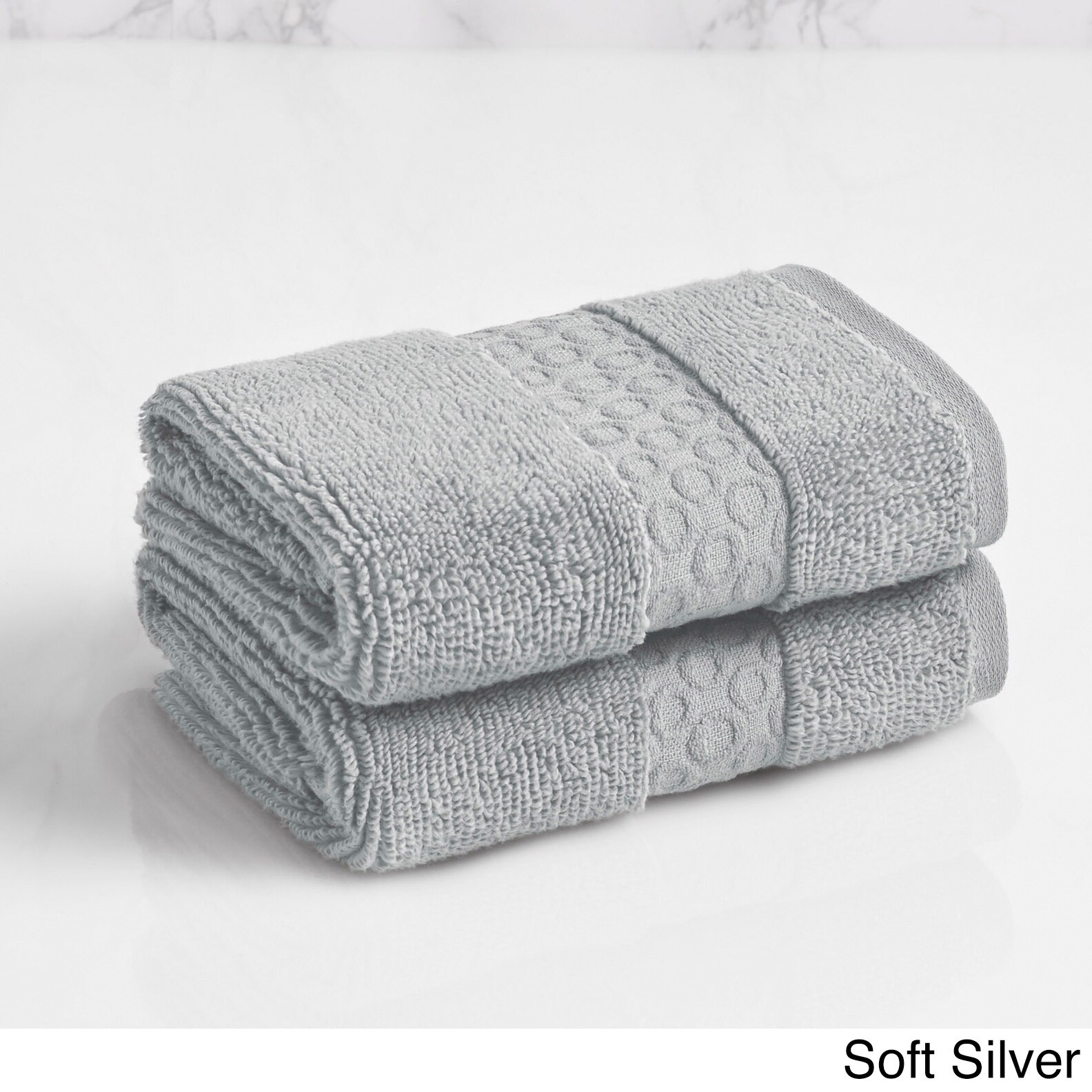 SET OF 2 New LOFT by LOFTEX Soft Cotton Hand Towels White Black Geometric  Aztec