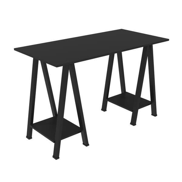 Shop 48 Wood Sawhorse Computer Desk Black Free Shipping Today