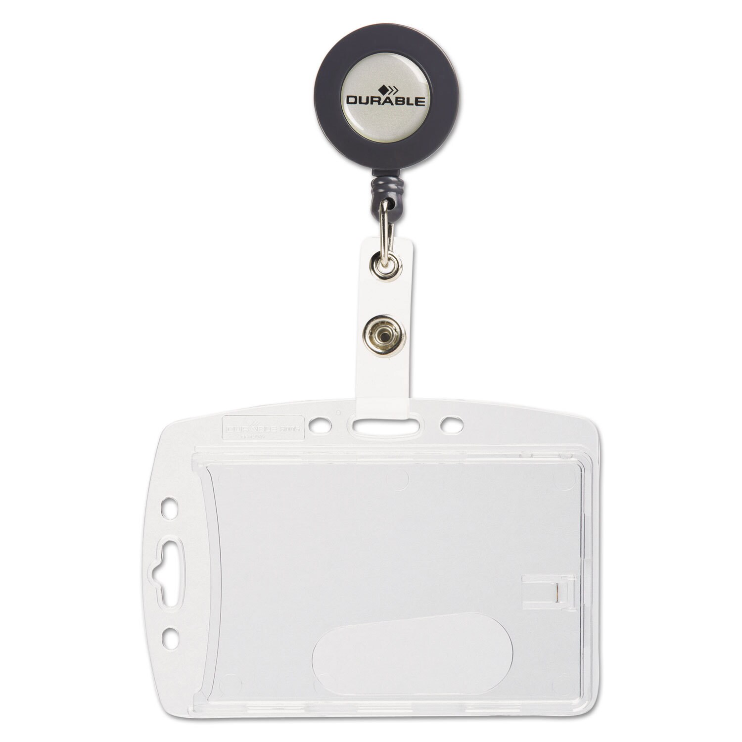 Clear with Reel Durable Shell-Style Id Card Holder Vertical//Horizontal 10//Pack