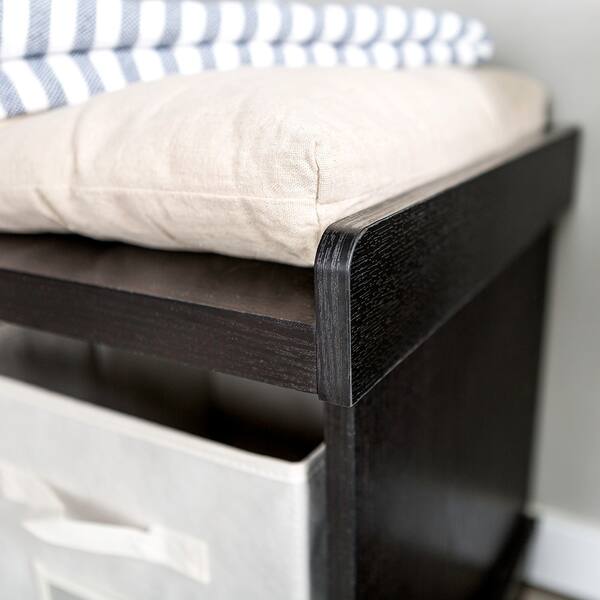 Shop 42 Storage Bench With Totes And Cushion Black 42 X 16 X