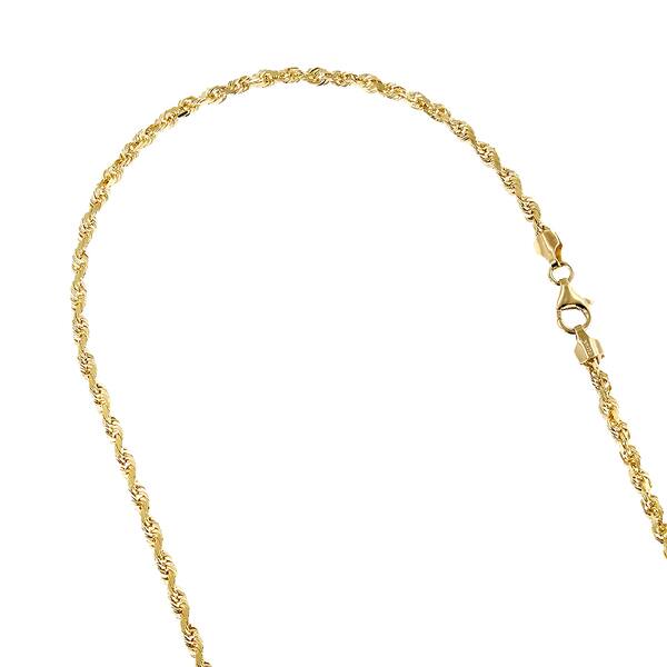 1.3mm 10k Gold Solid Diamond-Cut Rope Chain Necklace with Lobster Clasp 1.3mm 10k Gold Solid Diamond-Cut Rope Chain Necklace with Lobster Clasp