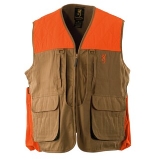 Browning Upland Men's Field Tan and Blaze Trim Cotton Large Vest