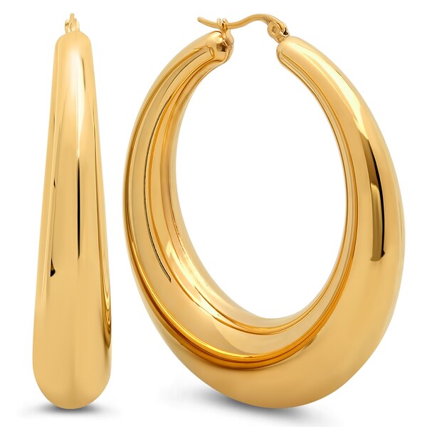 Piatella Las Gold Tone Thick Hoop Earrings Free Shipping Piatella Las Gold Tone Thick Hoop Earrings
