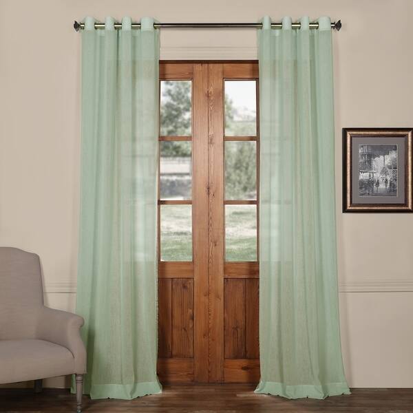 Shop Exclusive Fabrics Grommet Solid Faux Linen Sheer Curtain