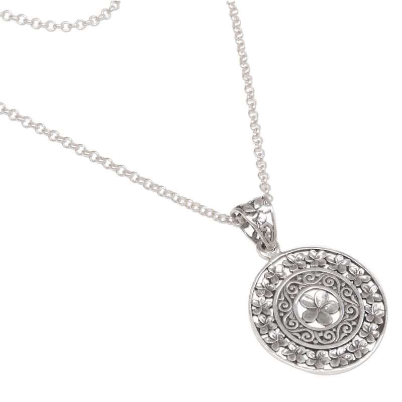 Handcrafted Sterling Silver 'Sacred Petals' Necklace (Indonesia) - 7'6" x 9'6"