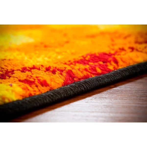 Persian Rugs Modern Lava Red Black Orange Polypropylene Area Persian Rugs Modern Lava Red Black