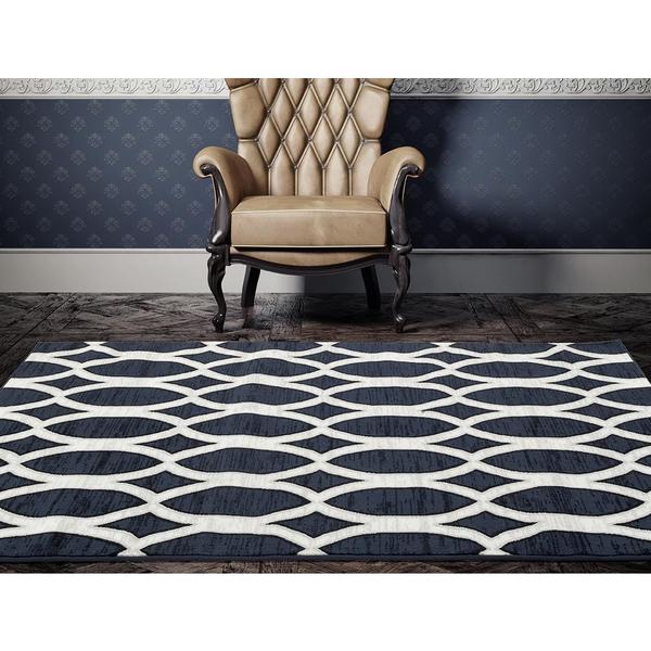 Shop Persian Rugs Modern Trellis Blue Area Rug 7'10 x 10'0 Free Shipping Today Overstock