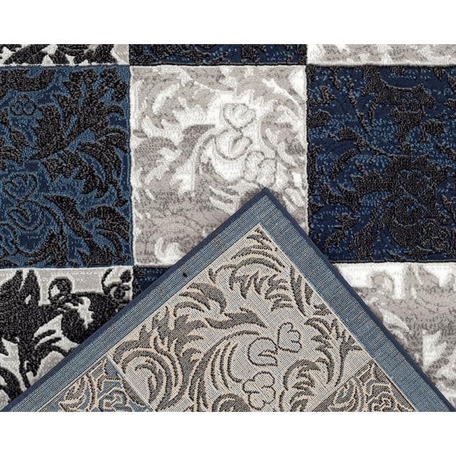 Persian Rugs Blue Polypropylene Floral Chess Area Rug - 7'10" x 10'
