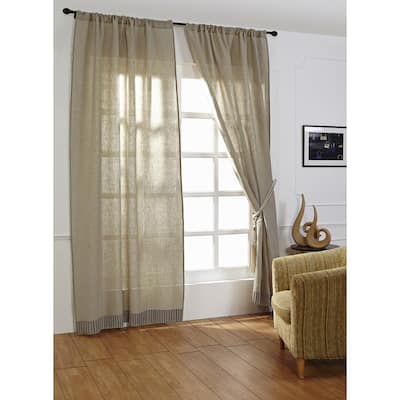 Linen Solid and Stripe Curtain Panel 96" - 48 x 96