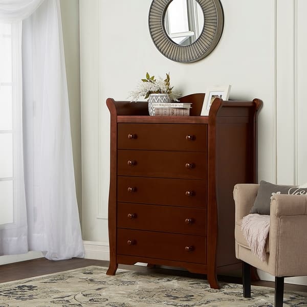 slide 1 of 1, Dream On Me Alissa, 5 Drawer Sleigh Chest