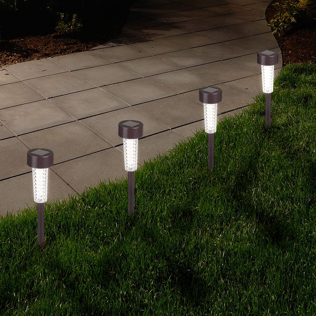 Pure Garden Textured Bronze LED Solar Path Lights (Set of 6)