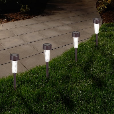 Pure Garden Textured Bronze LED Solar Path Lights (Set of 6)