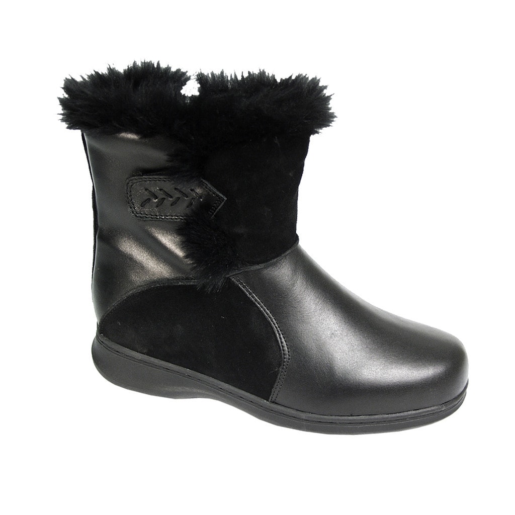 womens leather booties wide width