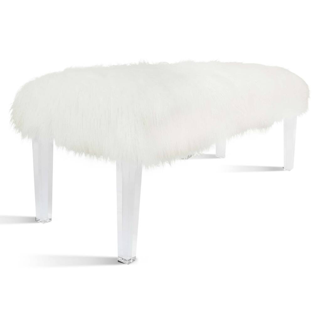 Scarlett White Faux Fur Acrylic Base Bench