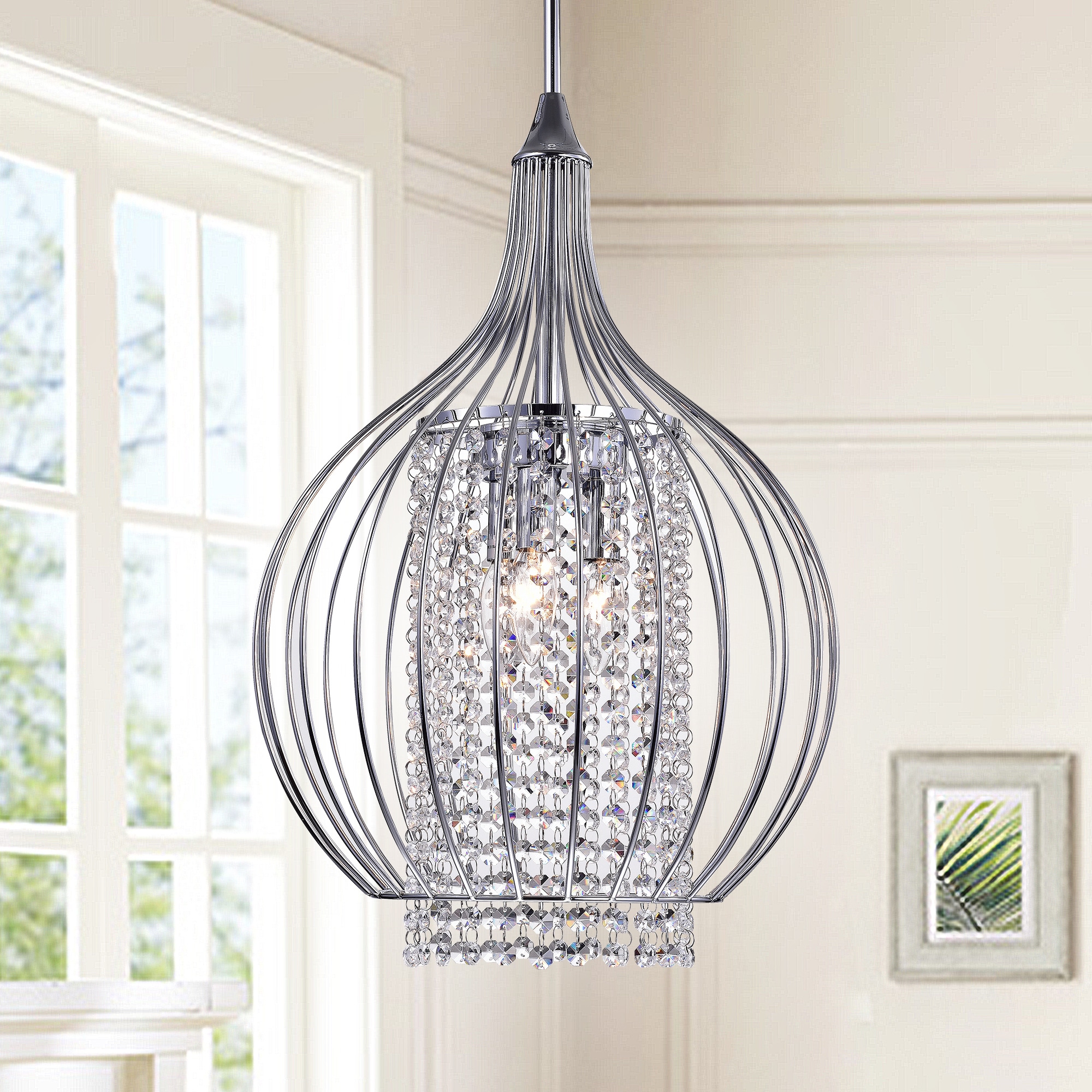 Warehouse of Tiffany Ryelba Chrome Bulbous Cage Pendant
