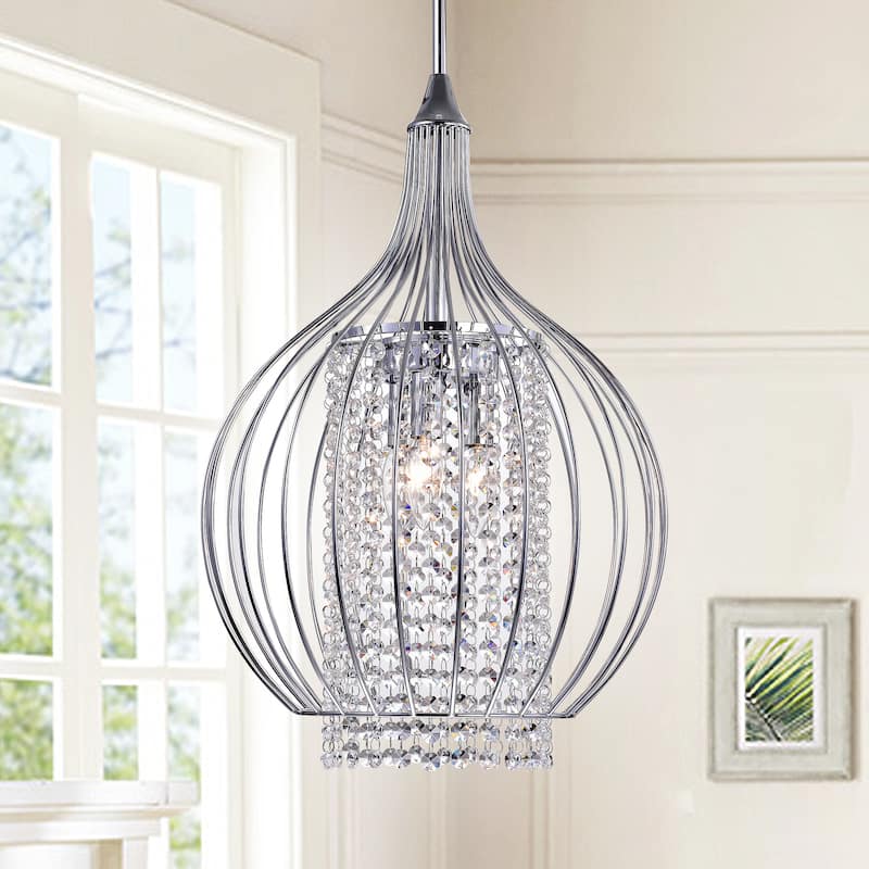 Ryelba Chrome Bulbous Cage Pendant
