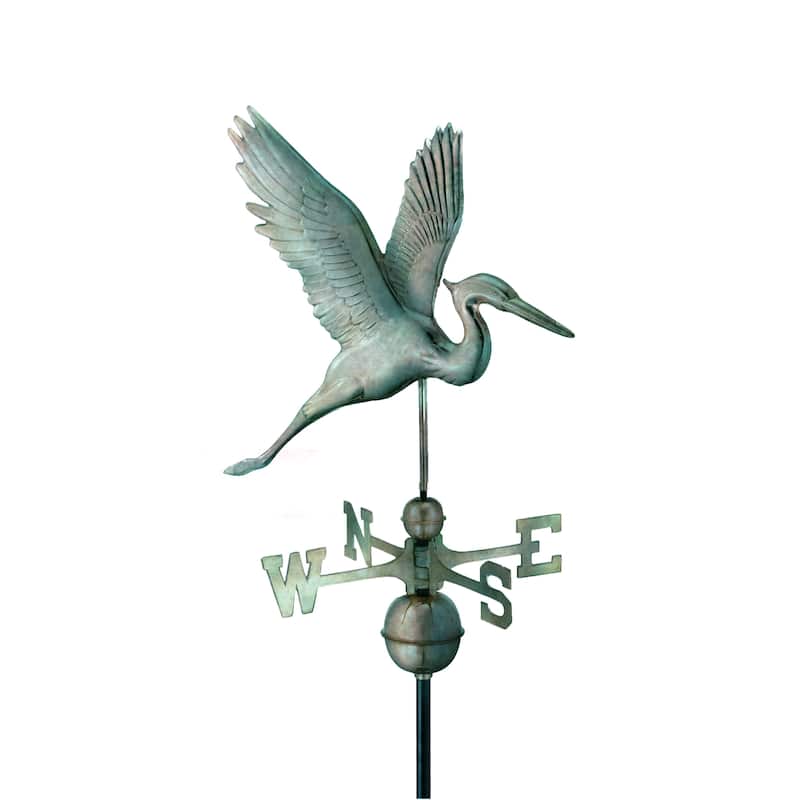 Graceful Blue Heron Pure Copper Weathervane by Good Directions - Blue Verde Copper