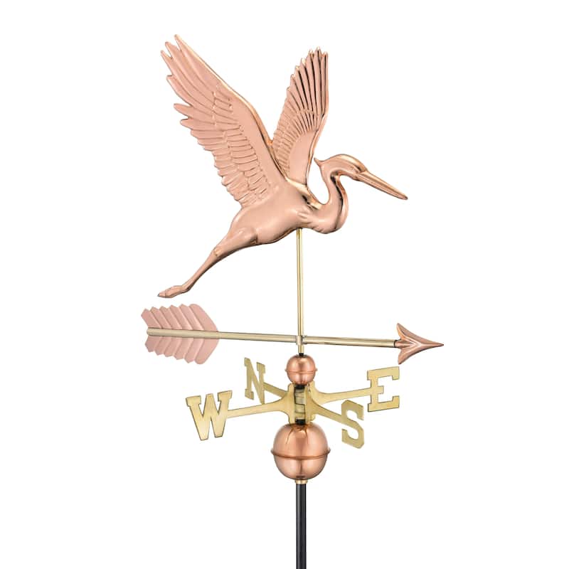 Graceful Blue Heron Pure Copper Weathervane by Good Directions