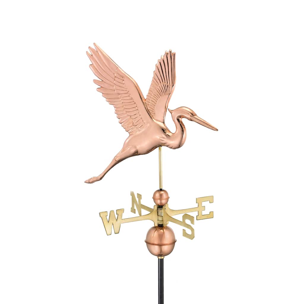 Graceful Blue Heron Pure Copper Weathervane by Good Directions