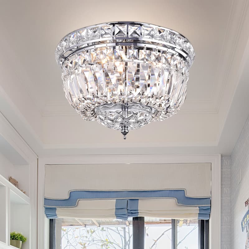 Landek Chrome 10-inch Crystal Ceiling Lamp