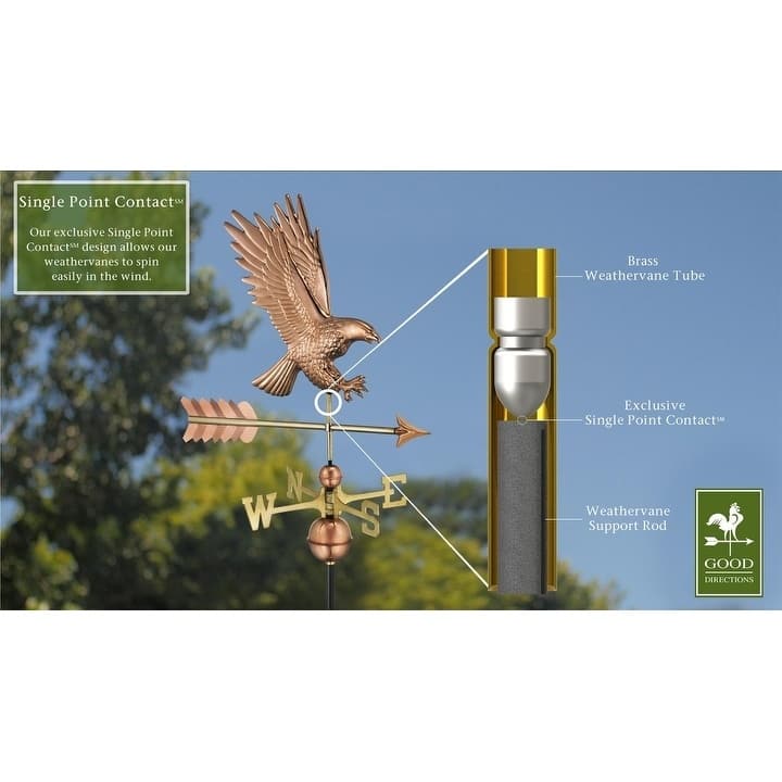 American Bald Eagle Pure Copper Weathervane by Good Directions