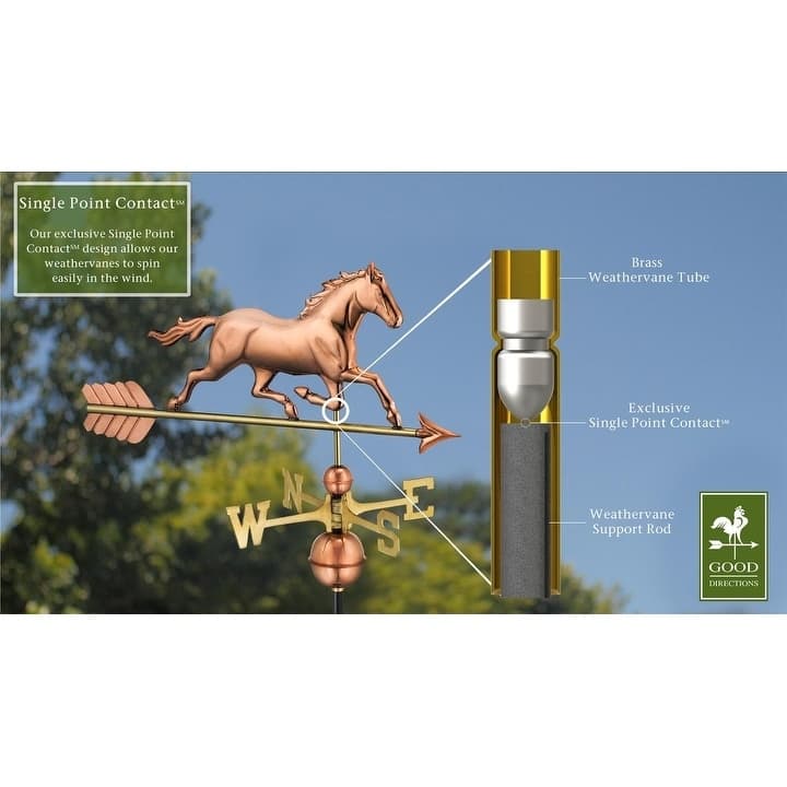 Good Directions Trotting Horse Polished Copper Weathervane
