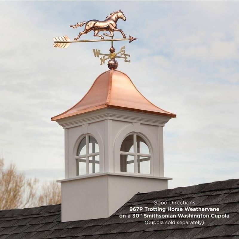 Good Directions Trotting Horse Polished Copper Weathervane